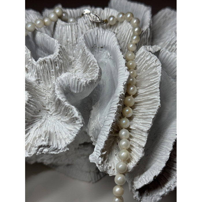 14K WHITE GOLD PEARL NECKLACE LENGTH 23 INCH