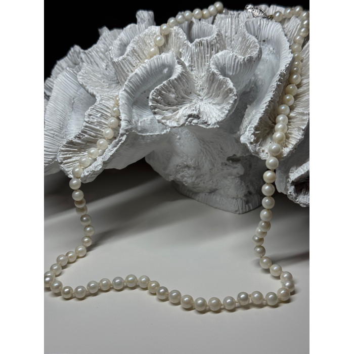 14K WHITE GOLD PEARL NECKLACE LENGTH 23 INCH