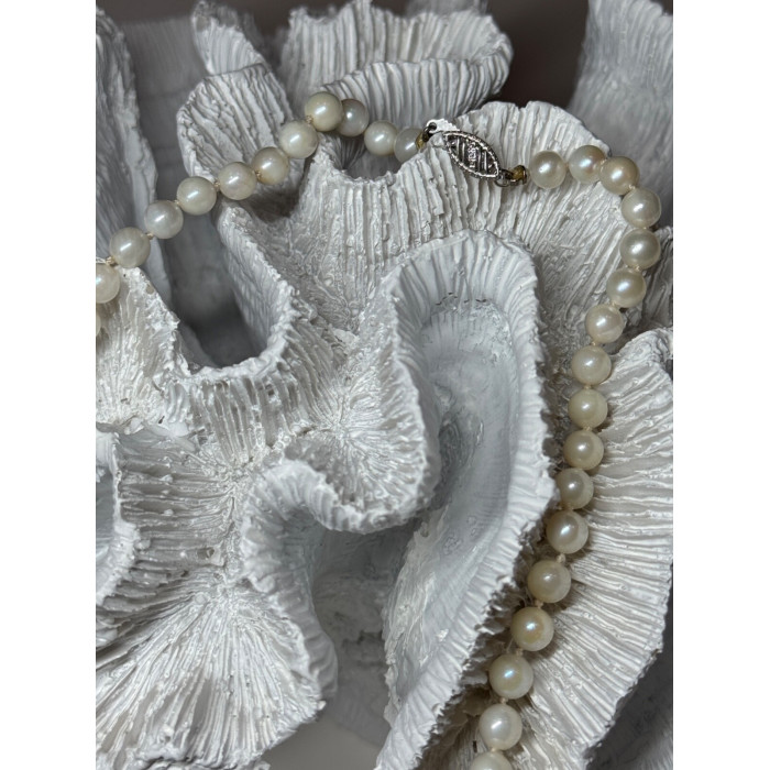 14K WHITE GOLD PEARL NECKLACE LENGTH 23 INCH