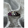 925 Sterling Silver Ring Shiny Sapphire & Spinel Size 7