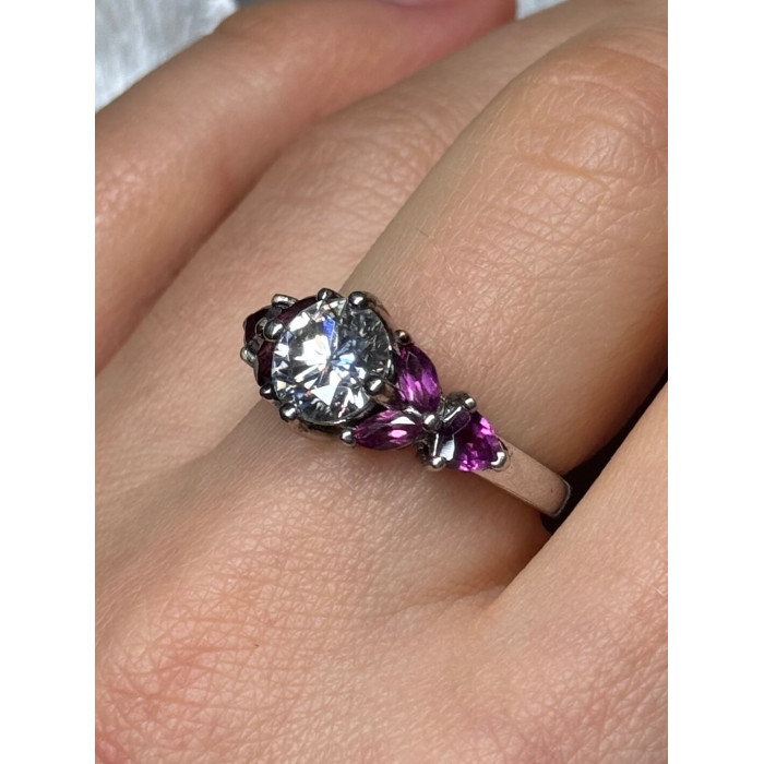 925 Sterling Silver Ring Shiny Sapphire & Spinel Size 7