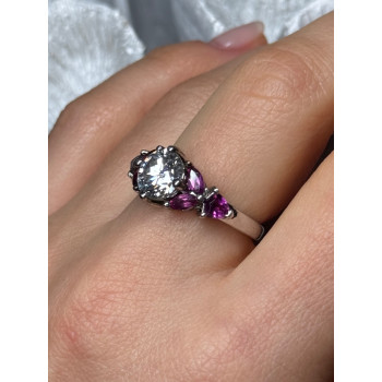 925 Sterling Silver Ring Shiny Sapphire & Spinel Size 7