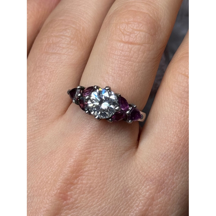 925 Sterling Silver Ring Shiny Sapphire & Spinel Size 7