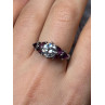 925 Sterling Silver Ring Shiny Sapphire & Spinel Size 7
