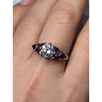 925 Sterling Silver Ring Shiny Sapphire & Spinel Size 7