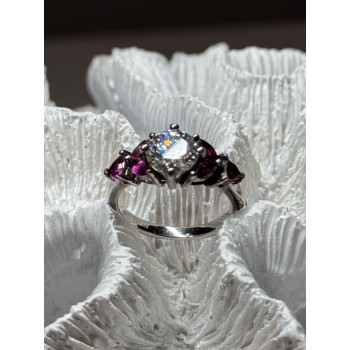 925 Sterling Silver Ring Shiny Sapphire & Spinel Size 7