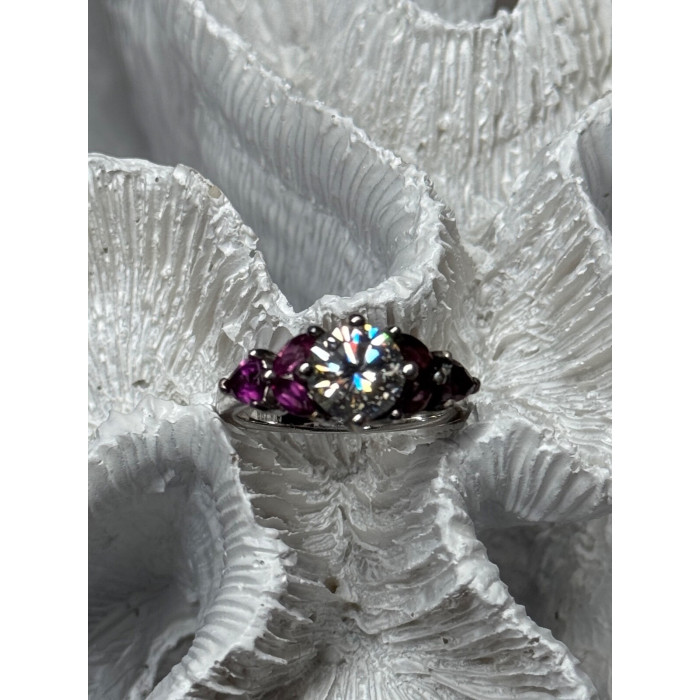 925 Sterling Silver Ring Shiny Sapphire & Spinel Size 7