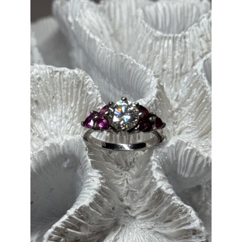 925 Sterling Silver Ring Shiny Sapphire & Spinel Size 7