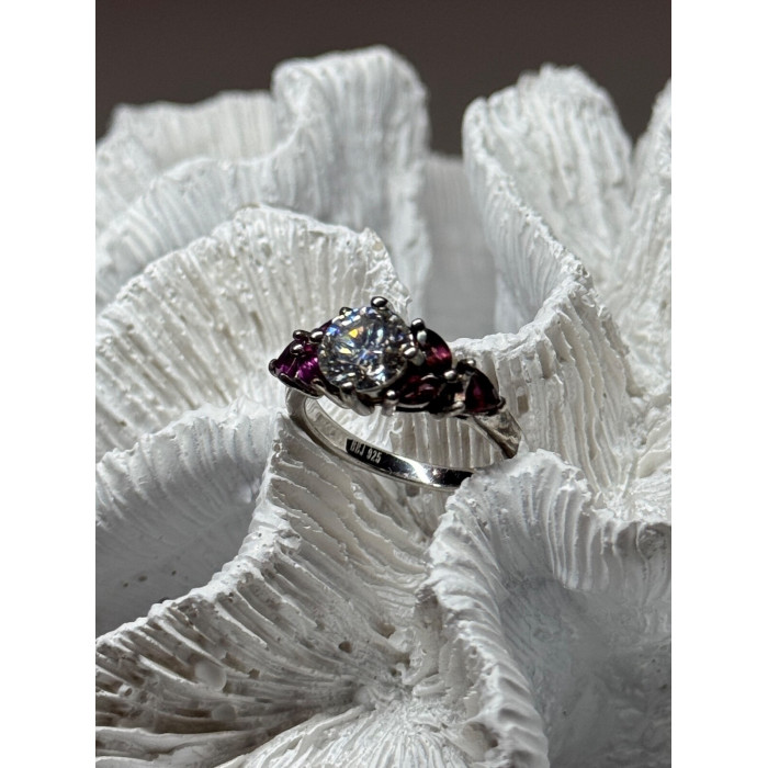 925 Sterling Silver Ring Shiny Sapphire & Spinel Size 7