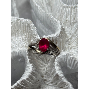 925 Sterling Silver & 10k Yellow Gold Ruby Ring Size 6