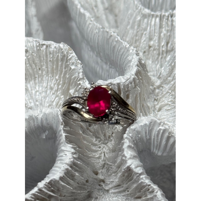 925 Sterling Silver & 10k Yellow Gold Ruby Ring Size 6