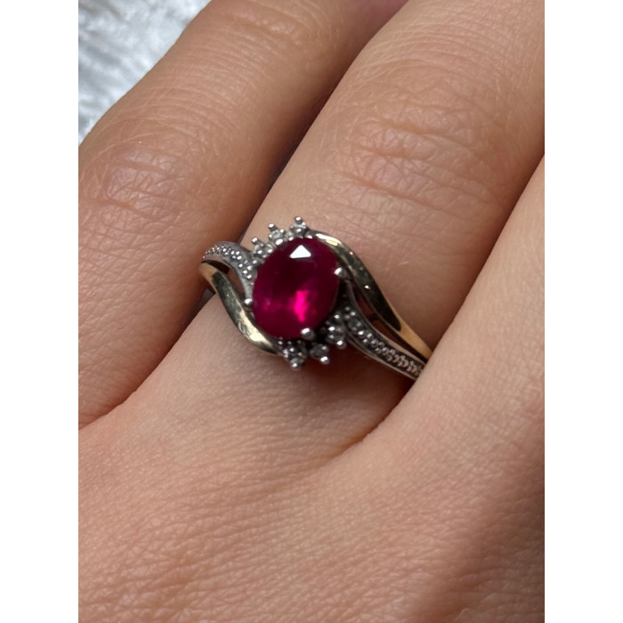 925 Sterling Silver & 10k Yellow Gold Ruby Ring Size 6