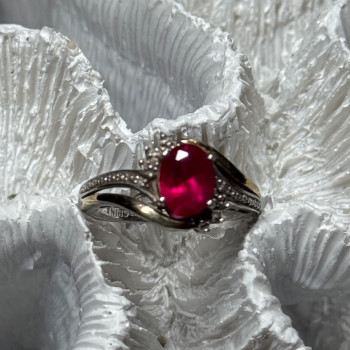 925 Sterling Silver & 10k Yellow Gold Ruby Ring Size 6
