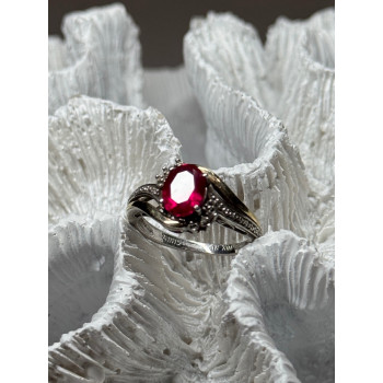 925 Sterling Silver & 10k Yellow Gold Ruby Ring Size 6