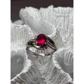 925 Sterling Silver & 10k Yellow Gold Ruby Ring Size 6