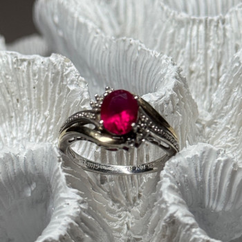 925 Sterling Silver & 10k Yellow Gold Ruby Ring Size 6