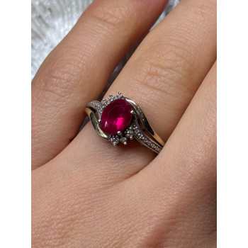 925 Sterling Silver & 10k Yellow Gold Ruby Ring Size 6
