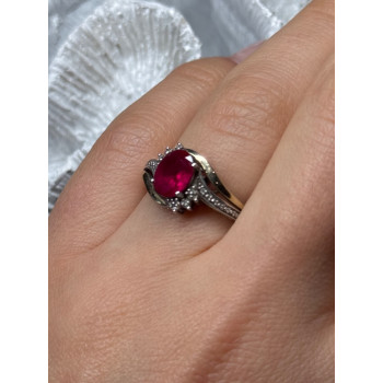 925 Sterling Silver & 10k Yellow Gold Ruby Ring Size 6