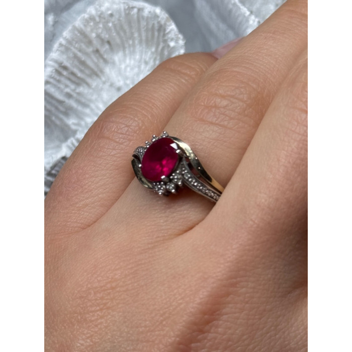 925 Sterling Silver & 10k Yellow Gold Ruby Ring Size 6