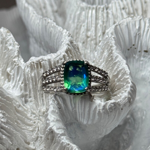 925 Sterling Silver Spinel & Beryl Ring Size 7.5