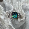 925 Sterling Silver Spinel & Beryl Ring Size 7.5