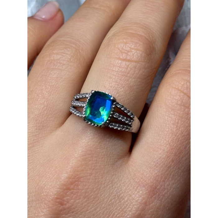 925 Sterling Silver Spinel & Beryl Ring Size 7.5