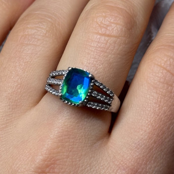 925 Sterling Silver Spinel & Beryl Ring Size 7.5