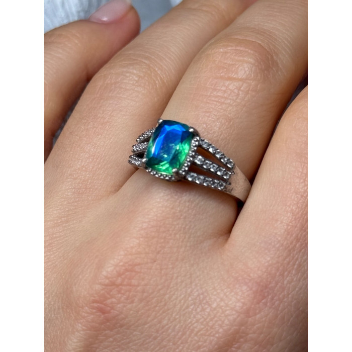 925 Sterling Silver Spinel & Beryl Ring Size 7.5