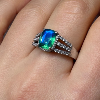 925 Sterling Silver Spinel & Beryl Ring Size 7.5