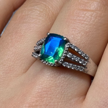 925 Sterling Silver Spinel & Beryl Ring Size 7.5