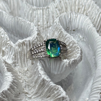 925 Sterling Silver Spinel & Beryl Ring Size 7.5
