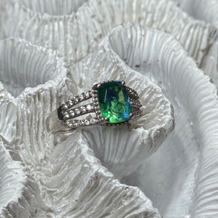 925 Sterling Silver Spinel & Beryl Ring Size 7.5