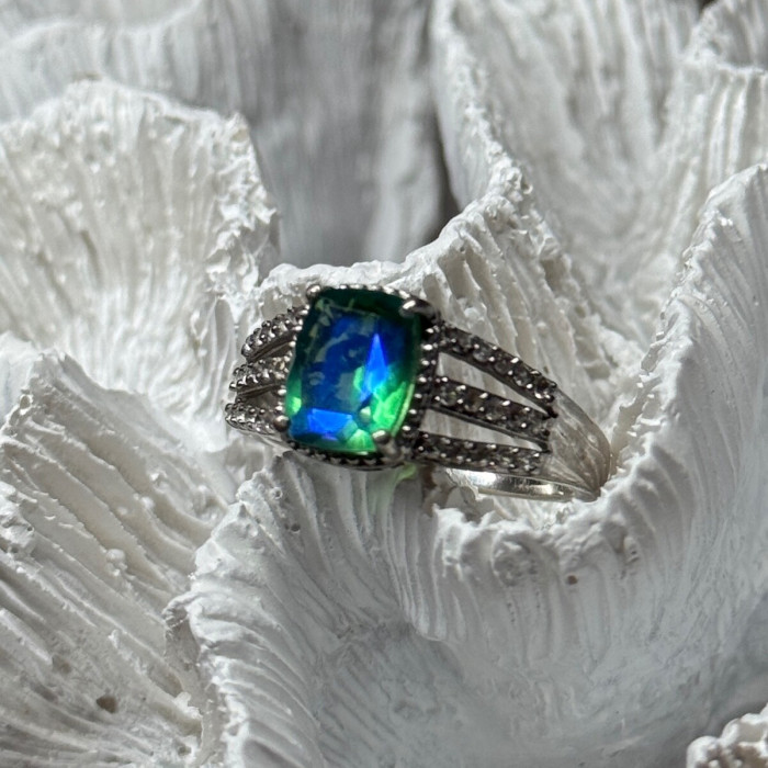 925 Sterling Silver Spinel & Beryl Ring Size 7.5