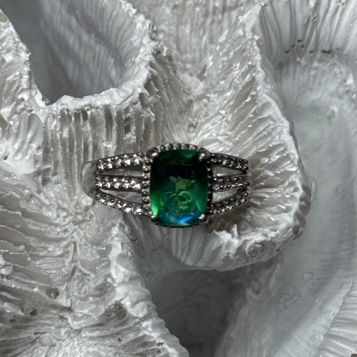925 Sterling Silver Spinel & Beryl Ring Size 7.5