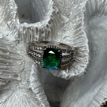 925 Sterling Silver Spinel & Beryl Ring Size 7.5