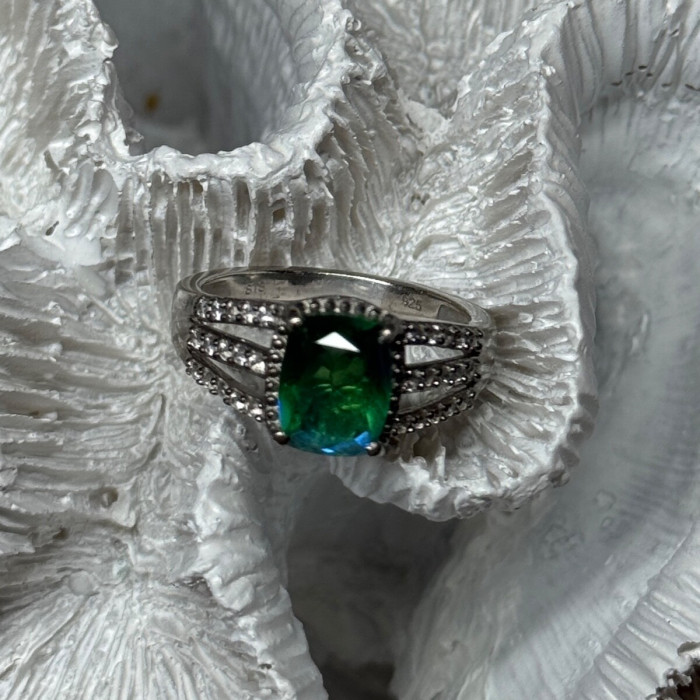 925 Sterling Silver Spinel & Beryl Ring Size 7.5