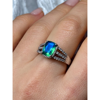 925 Sterling Silver Spinel & Beryl Ring Size 7.5