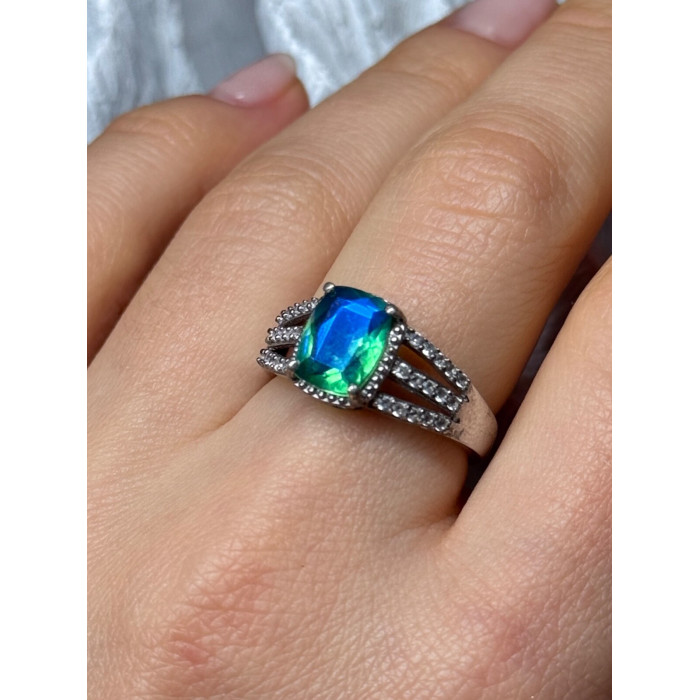 925 Sterling Silver Spinel & Beryl Ring Size 7.5