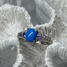 925 Sterling Silver Blue Agate, Tanzanite & Beryl Ring Size 7.5
