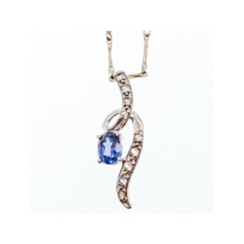 925 STERLING SILVER LONDON BLUE & WHITE TOPAZ CHAIN WITH PENDANT(2)