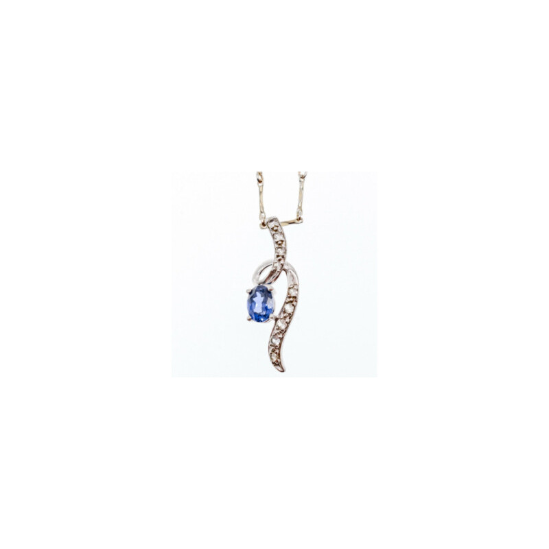 925 STERLING SILVER LONDON BLUE & WHITE TOPAZ CHAIN WITH PENDANT(2)