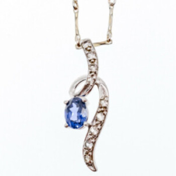 925 Sterling Silver London Blue & White Topaz Chain With Pendant(2)
