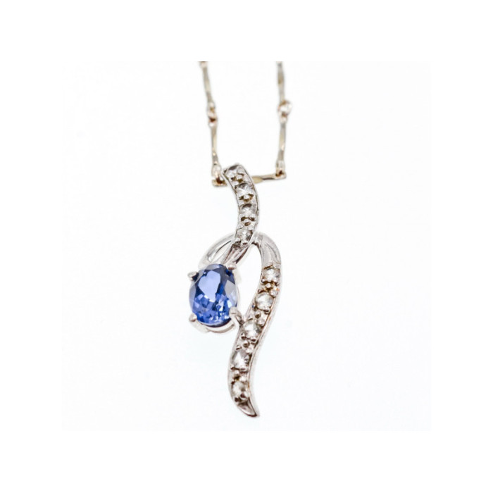 925 STERLING SILVER LONDON BLUE & WHITE TOPAZ CHAIN WITH PENDANT(2)