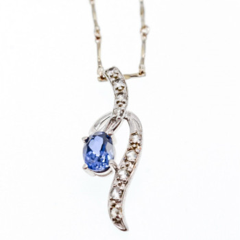 925 Sterling Silver London Blue & White Topaz Chain With Pendant(2)