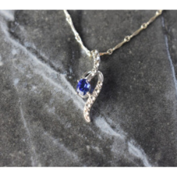 925 Sterling Silver London Blue & White Topaz Chain With Pendant(2)