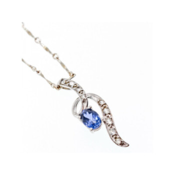 925 STERLING SILVER LONDON BLUE & WHITE TOPAZ CHAIN WITH PENDANT(2)