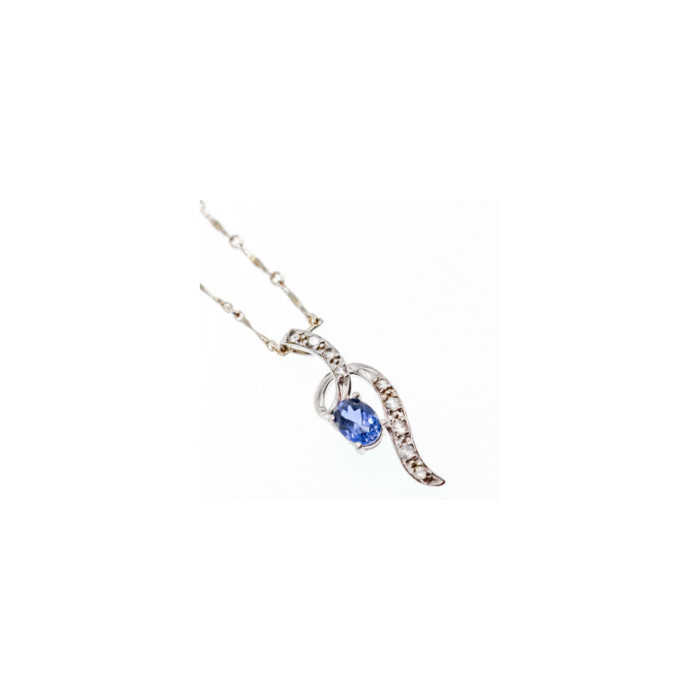 925 STERLING SILVER LONDON BLUE & WHITE TOPAZ CHAIN WITH PENDANT(2)