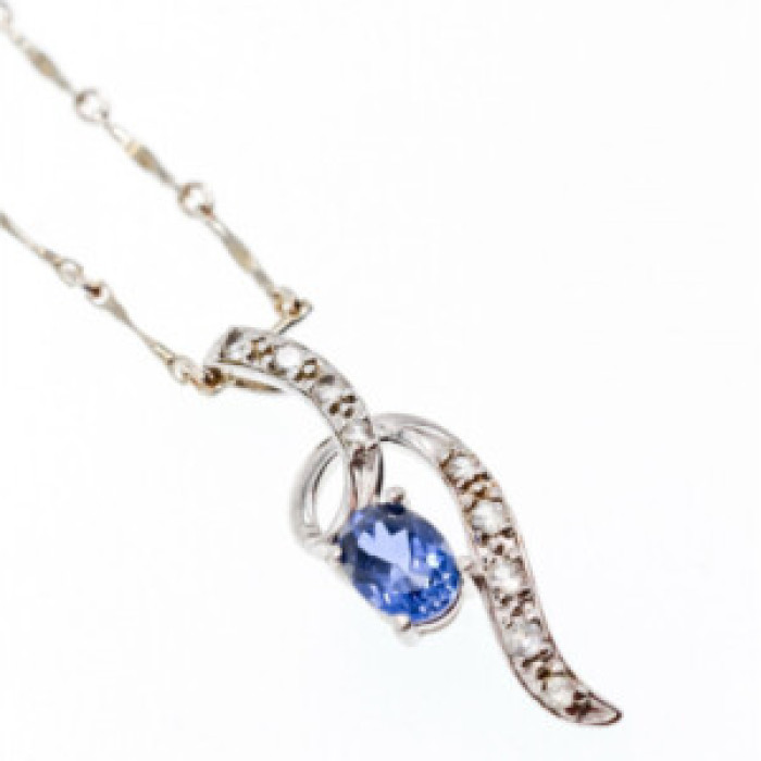 925 Sterling Silver London Blue & White Topaz Chain With Pendant(2)