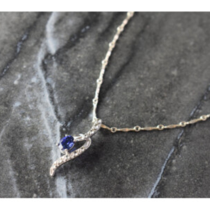 925 Sterling Silver London Blue & White Topaz Chain With Pendant(2)