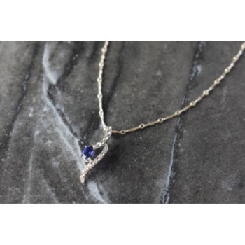 925 STERLING SILVER LONDON BLUE & WHITE TOPAZ CHAIN WITH PENDANT(2)